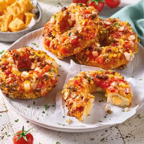 Abbildung Pizza Donut Cheesburger Style